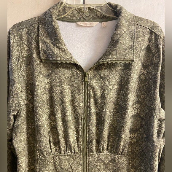 Soft surroundings zip up lightweight jacket olive green XL - Picture 3 of 9